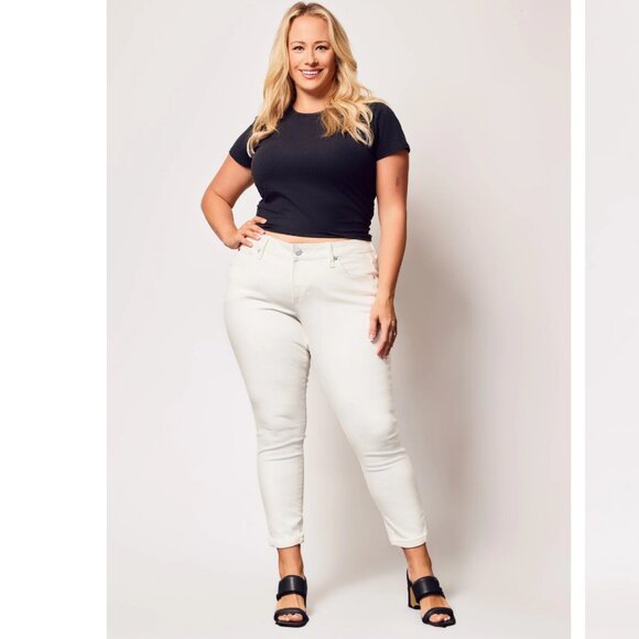 Color Mid Rise Boyfriend pants White - Picture 1 of 14